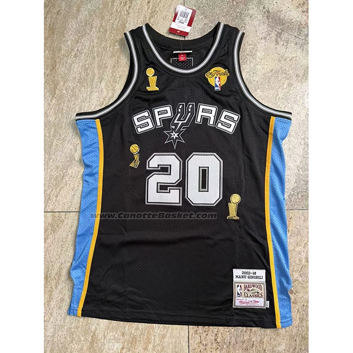 Maglia San Antonio Spurs Manu Ginobili No 20 Mitchell & Ness 2002-18 Nero